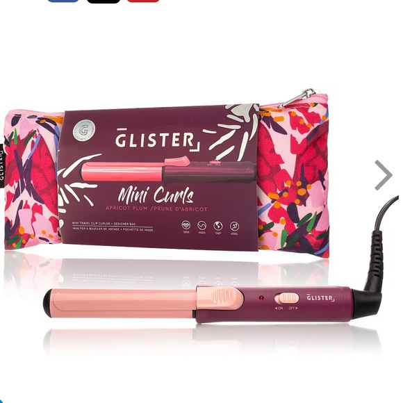 Glister Travel Curling Iron and Floral Travel Pouch NEW - Picture 1 of 4
